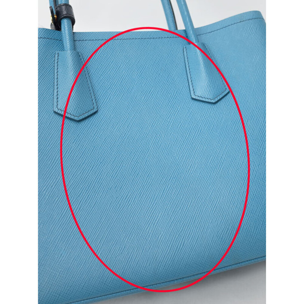 Prada Double Saffiano leather tote bag top handles Blue - Picture 6 of 9